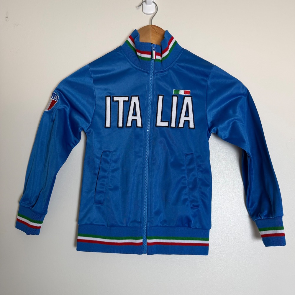 Unlimited Italia Track Jacket Blue Kids Size 3/4 Soccer Sportswear